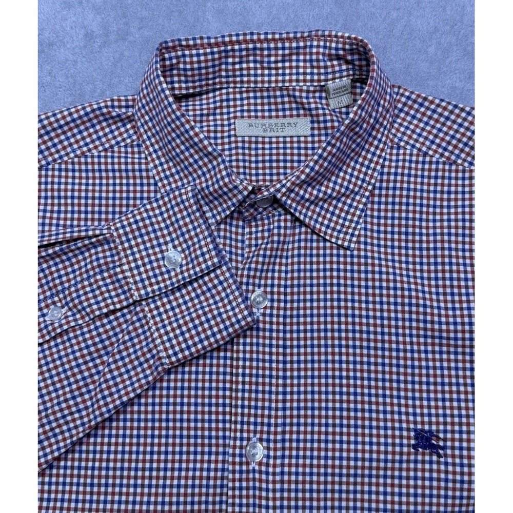 Burberry Brit Shirt Mens M Featherweight Gingham Poplin Normcore Dadcore